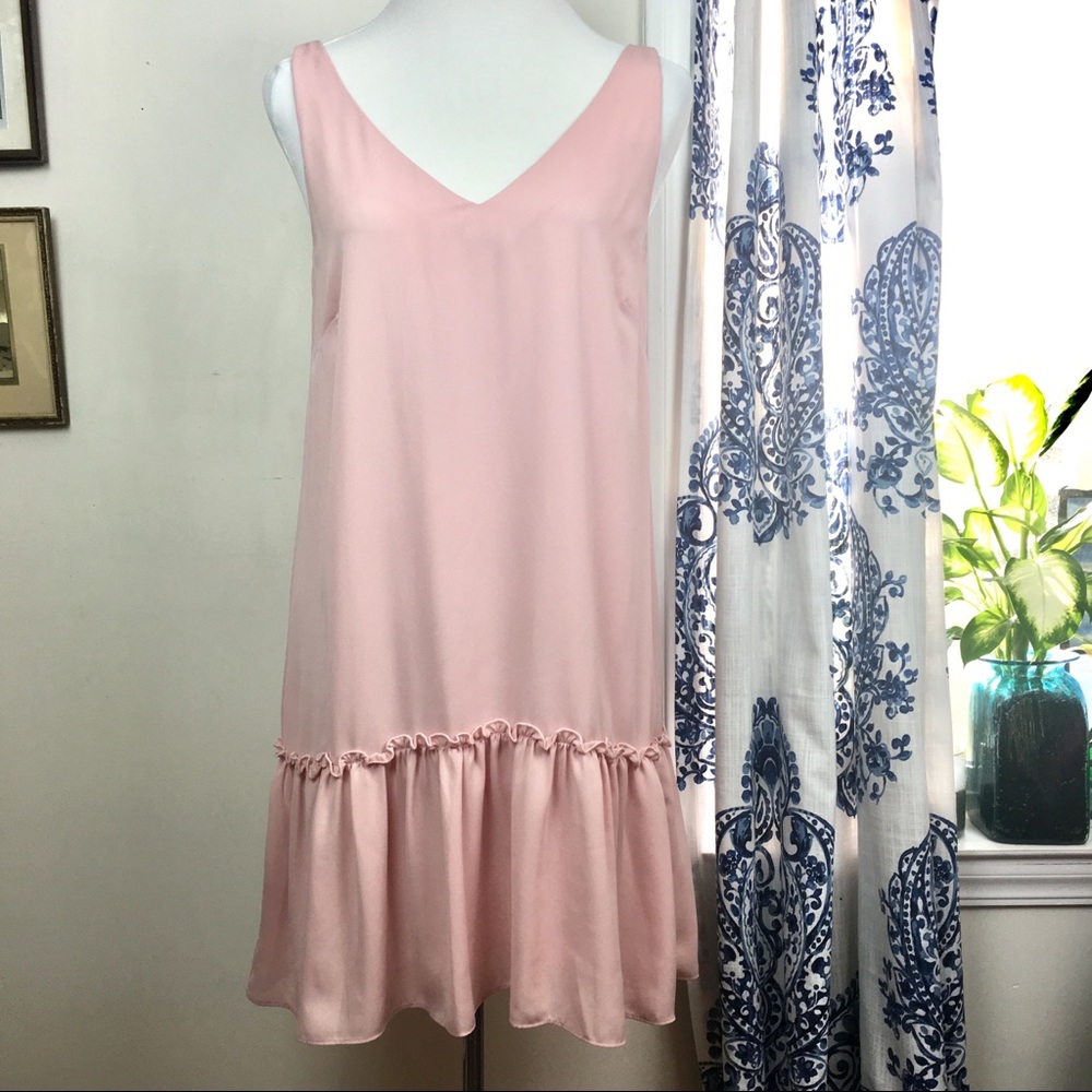 AMANDA UPRICHARD pale pink ruffle babydoll tank dress S